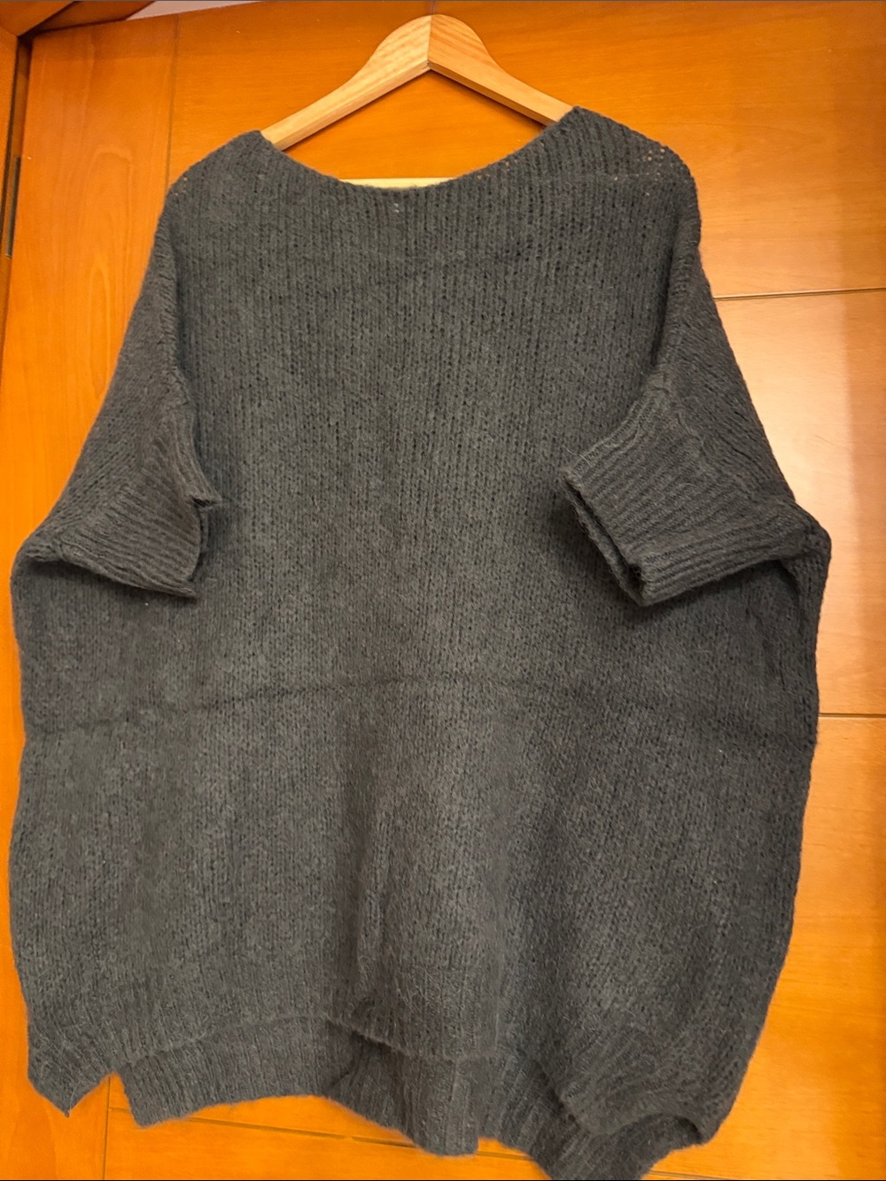 Relaxed Crew Neck Knit Sweater - Charcoal